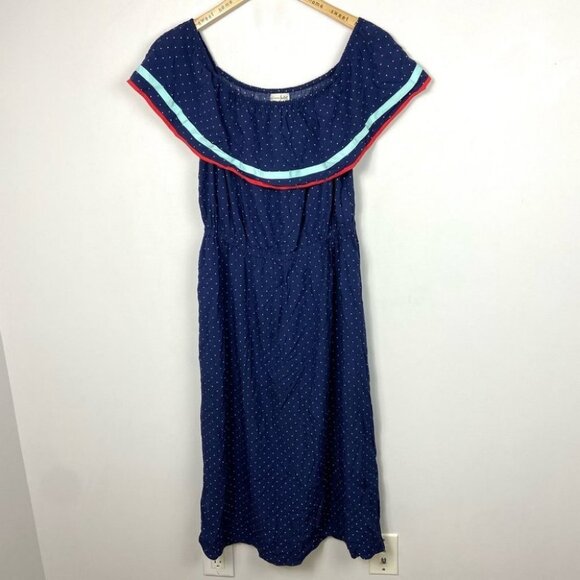 NWT Macy's Fiesta Off Shoulder Dress Maison Jules Blue New‎ With Tags Size Large - Picture 3 of 9